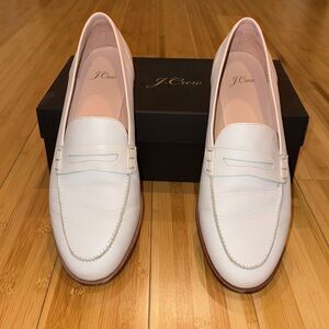 J Crew Ryan Off White Leather Penny Loafer Womens Size 11